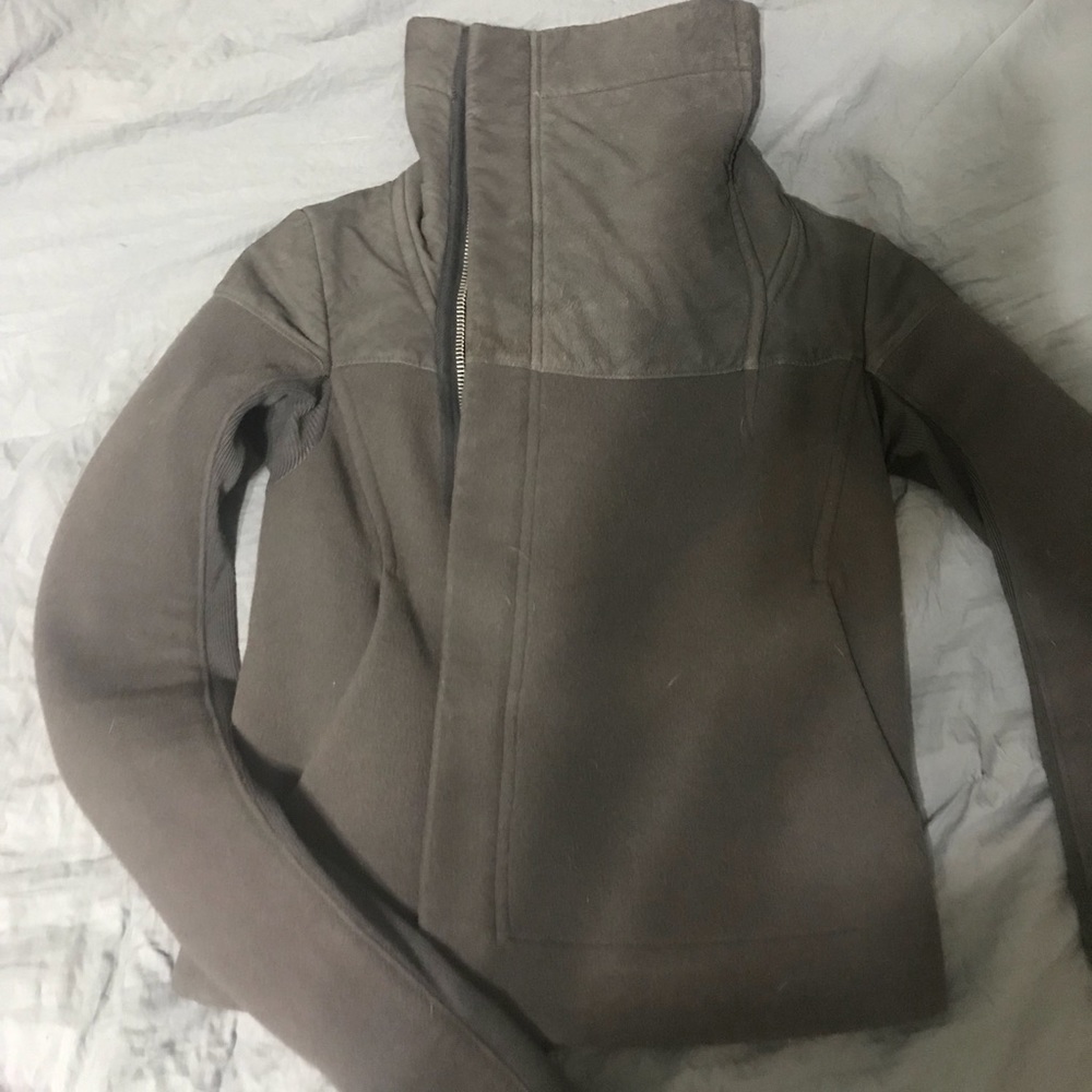 RICK OWENS BIKER DARK DUST LEATHER WOOL JACKET XS - Picture 6 of 8